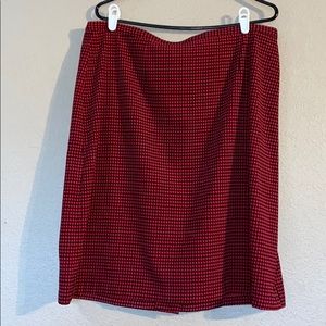 Red Black Christopher & Banks Size 16 Midi Skirt